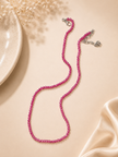 Pink CZ Beaded Necklace 3mm | Dainty Pink Necklace