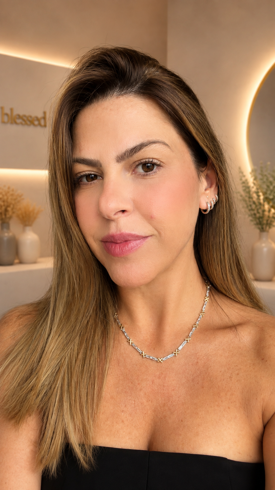 Baguette & X Link Necklace