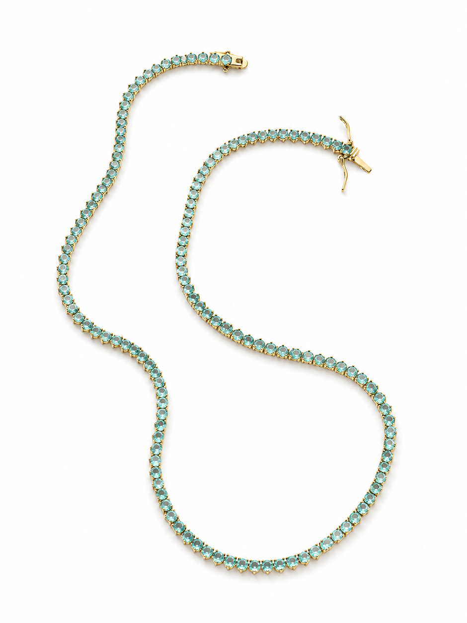 Tourmaline 3-Prong Tennis Necklace