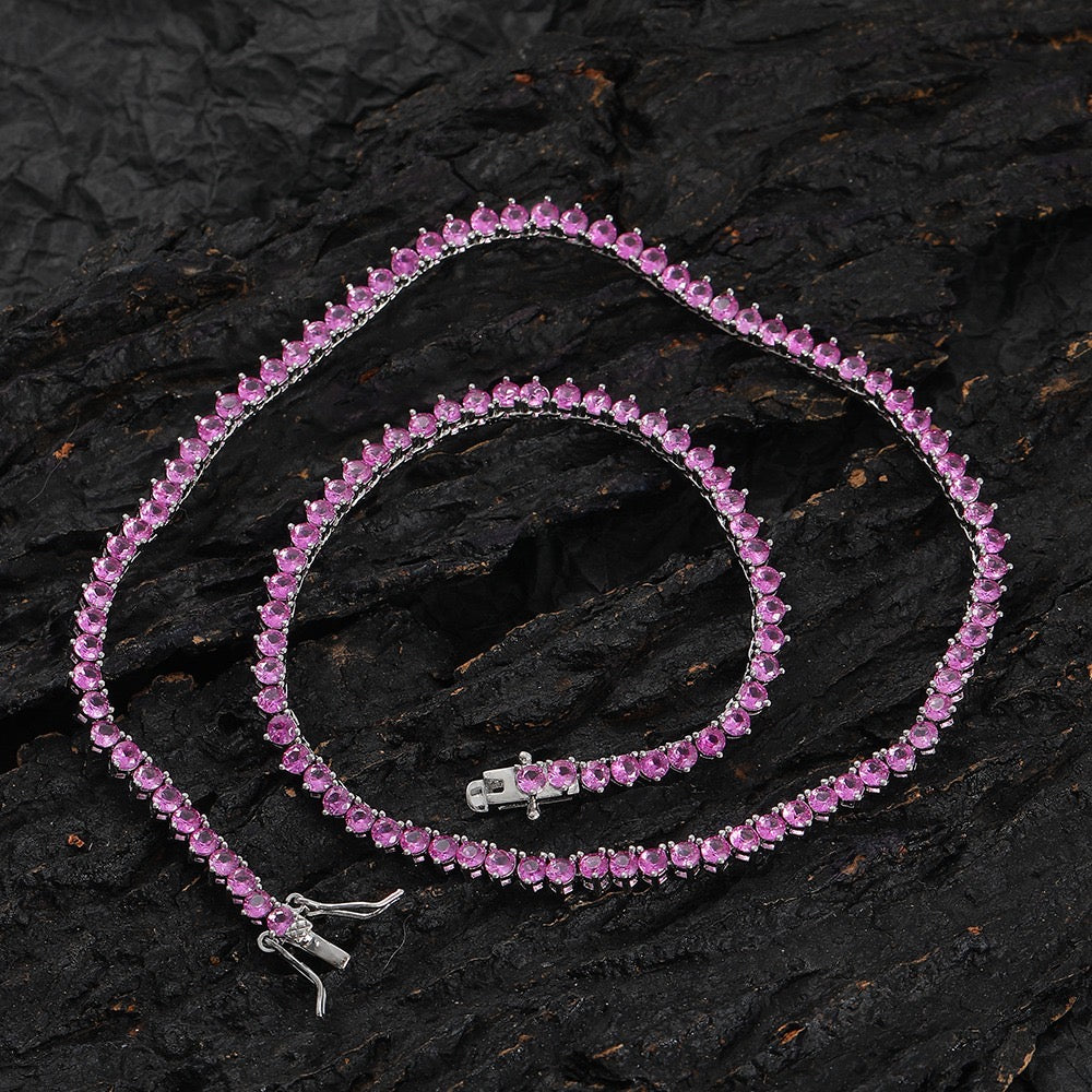 Tennis Necklace Riviera Pink