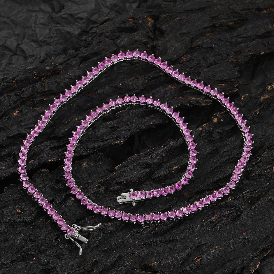 Tennis Necklace Riviera Pink