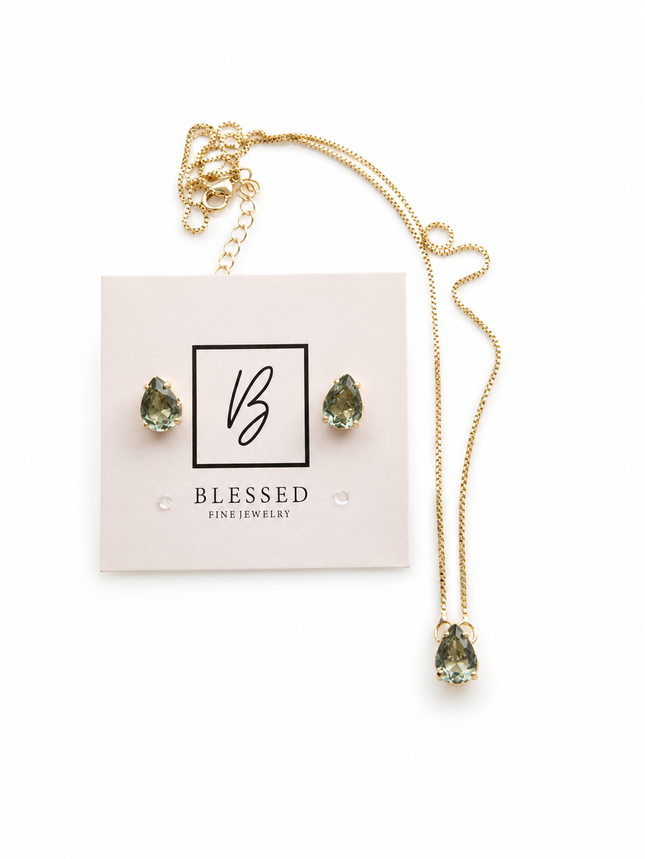 Peridot Teardrop Jewelry Set