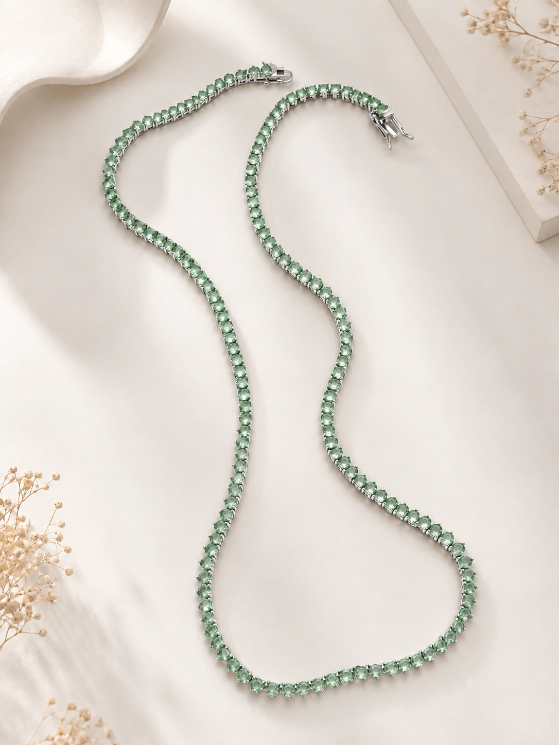 Tourmaline 3-Prong Tennis Necklace