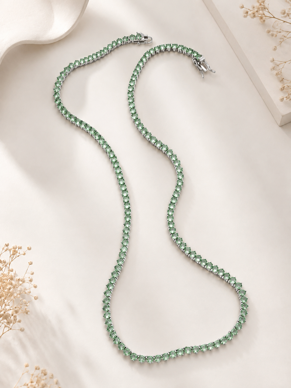 Tourmaline 3-Prong Tennis Necklace