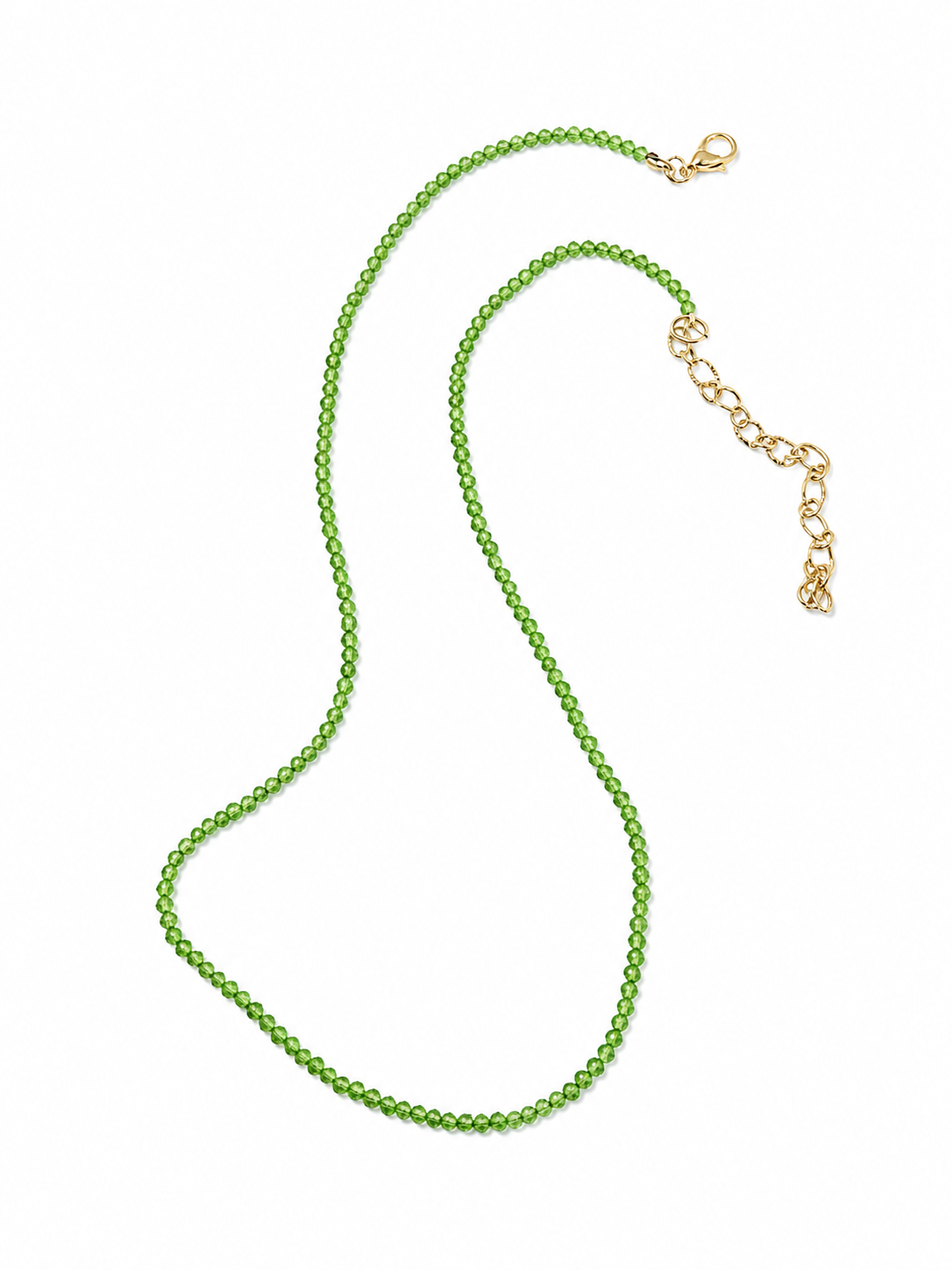 Vibrant Green CZ Beaded Necklace – 2mm