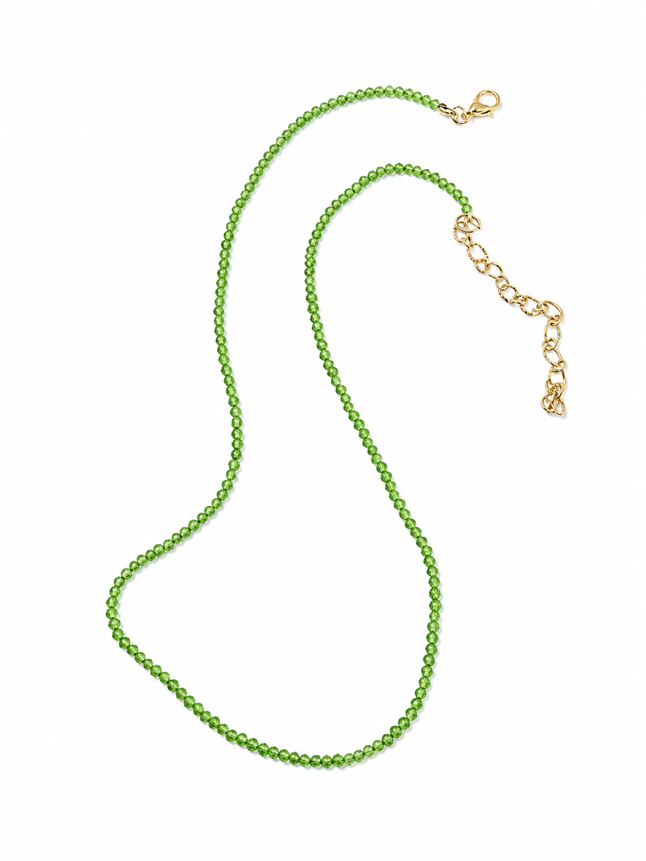 Vibrant Green CZ Beaded Necklace – 2mm