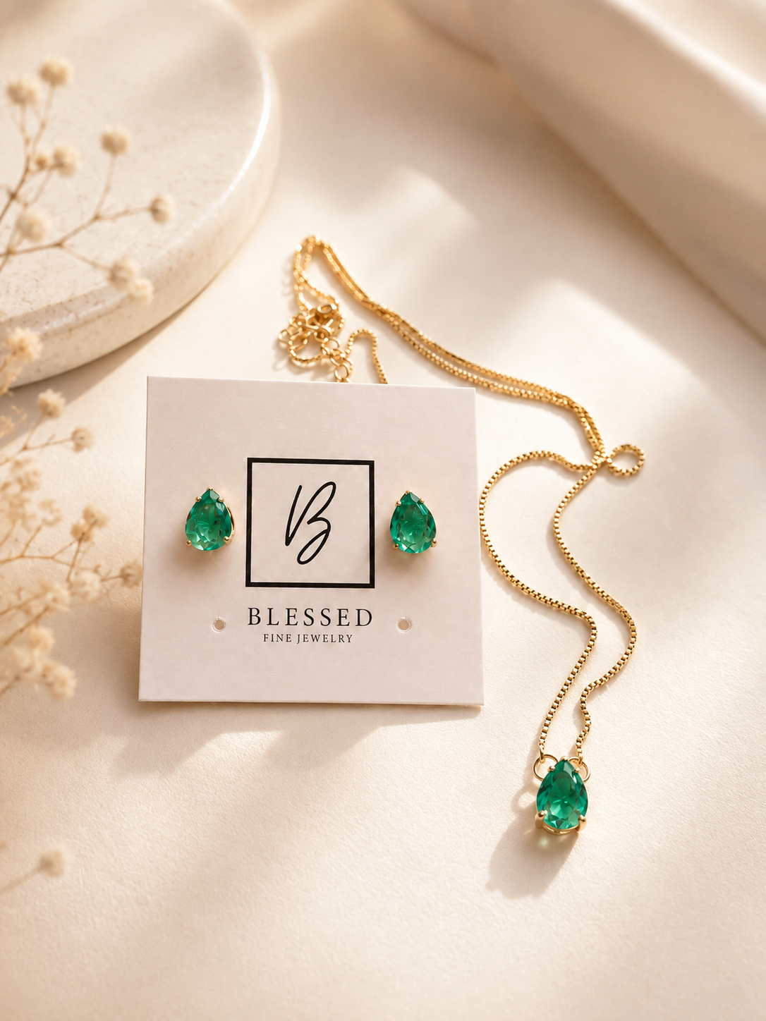 Tourmaline Teardrop Jewelry Set