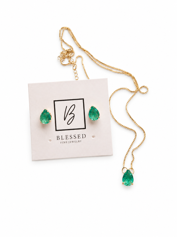 Tourmaline Teardrop Jewelry Set