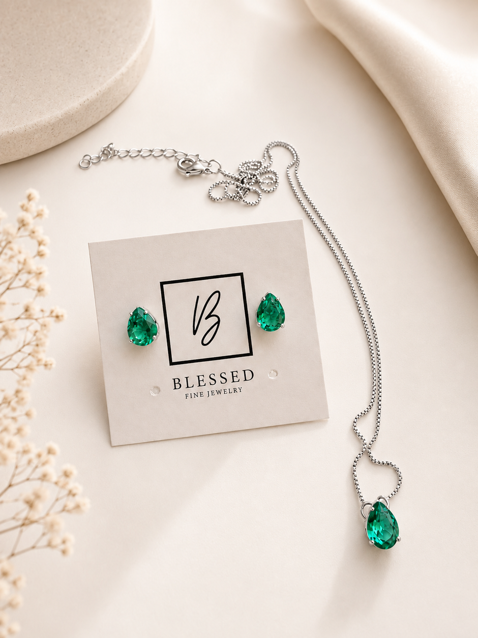 Tourmaline Teardrop Jewelry Set