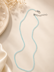 Aquamarine Blue CZ Beaded Necklace 2mm