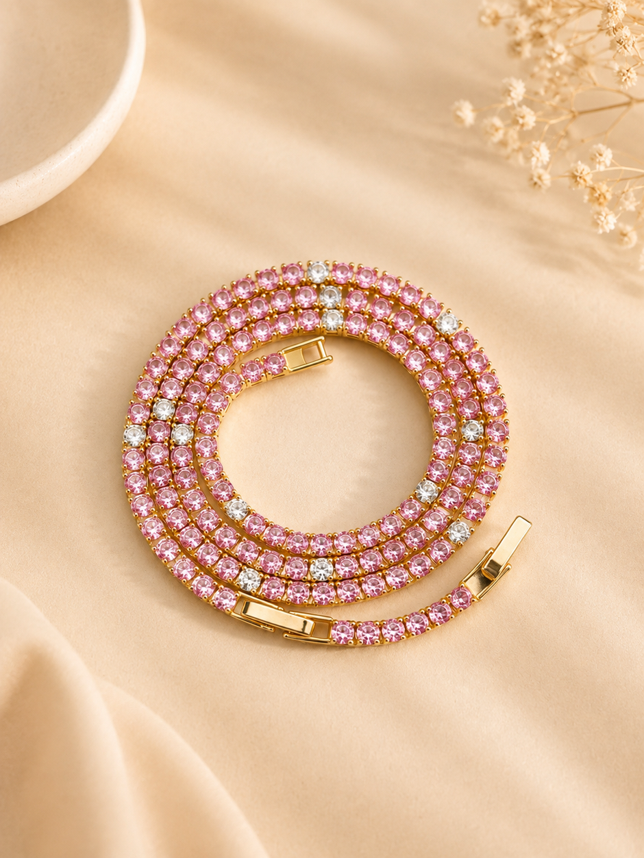Light Pink Tennis Necklace