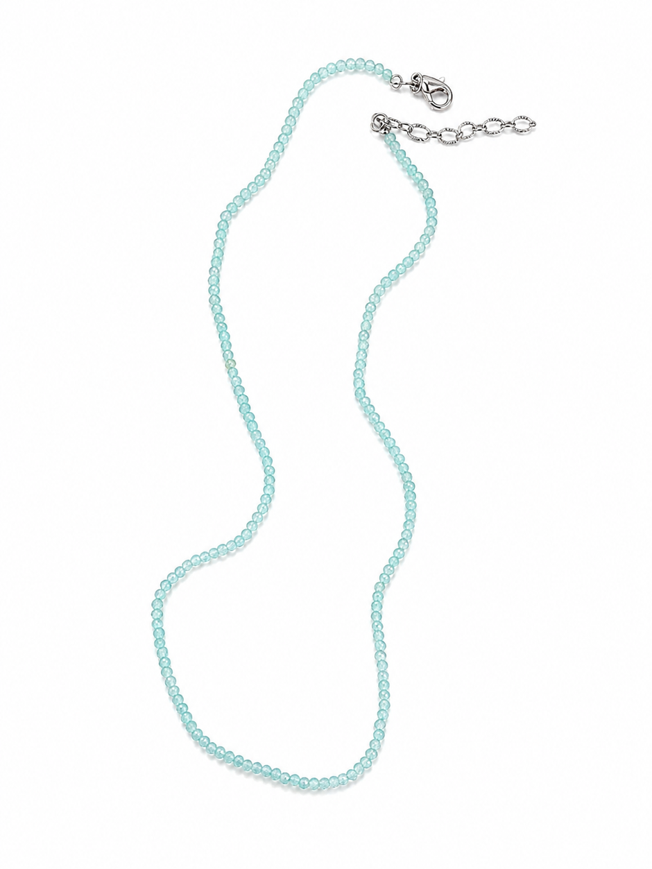 Aquamarine Blue CZ Beaded Necklace 2mm
