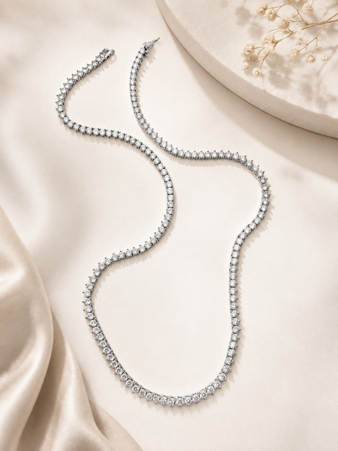 Classic Crystal 3-Prong Tennis Necklace
