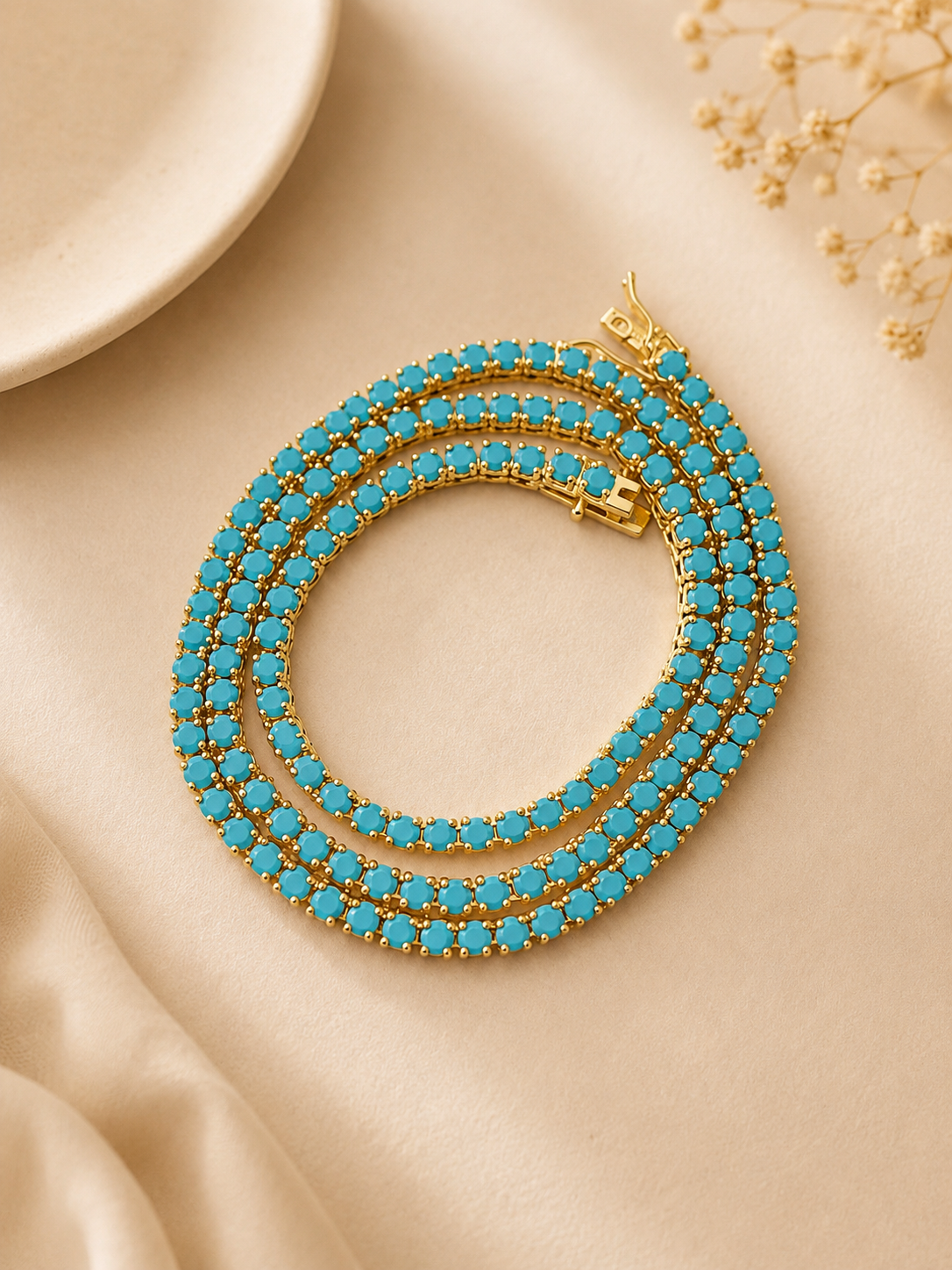 Turquoise Tennis Necklace 3mm