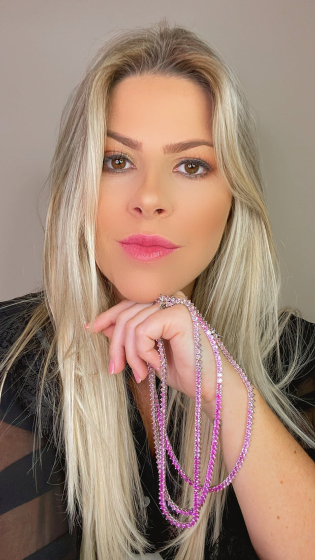 Tennis Necklace Riviera Pink
