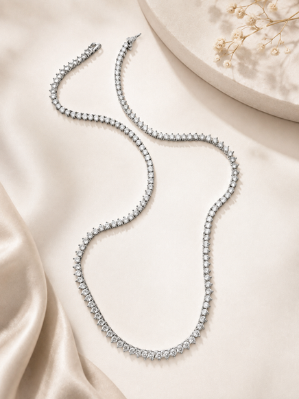 Classic Crystal 3-Prong Tennis Necklace