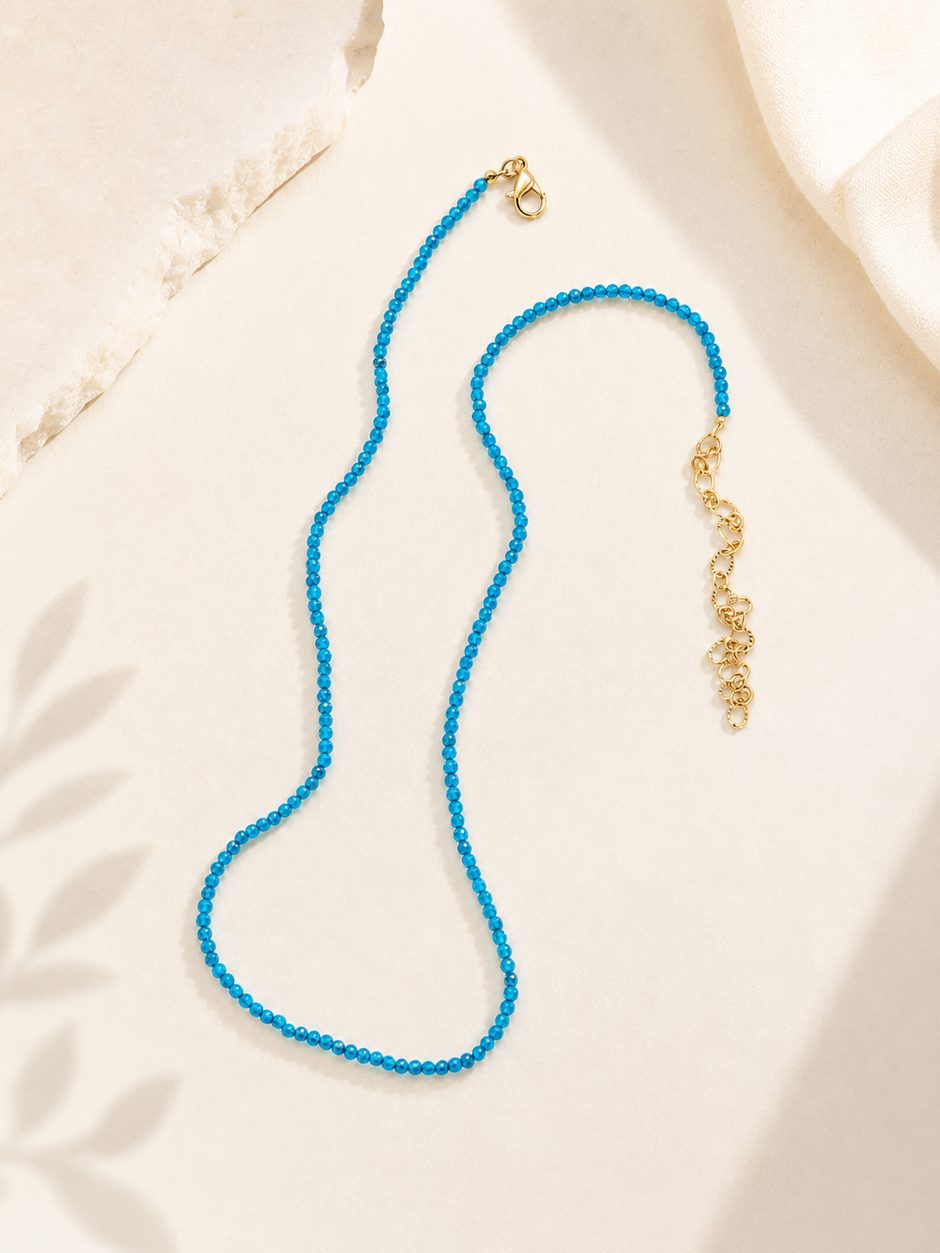Turmaline Blue CZ Necklace 2mm | Colorful Zirconia Necklace